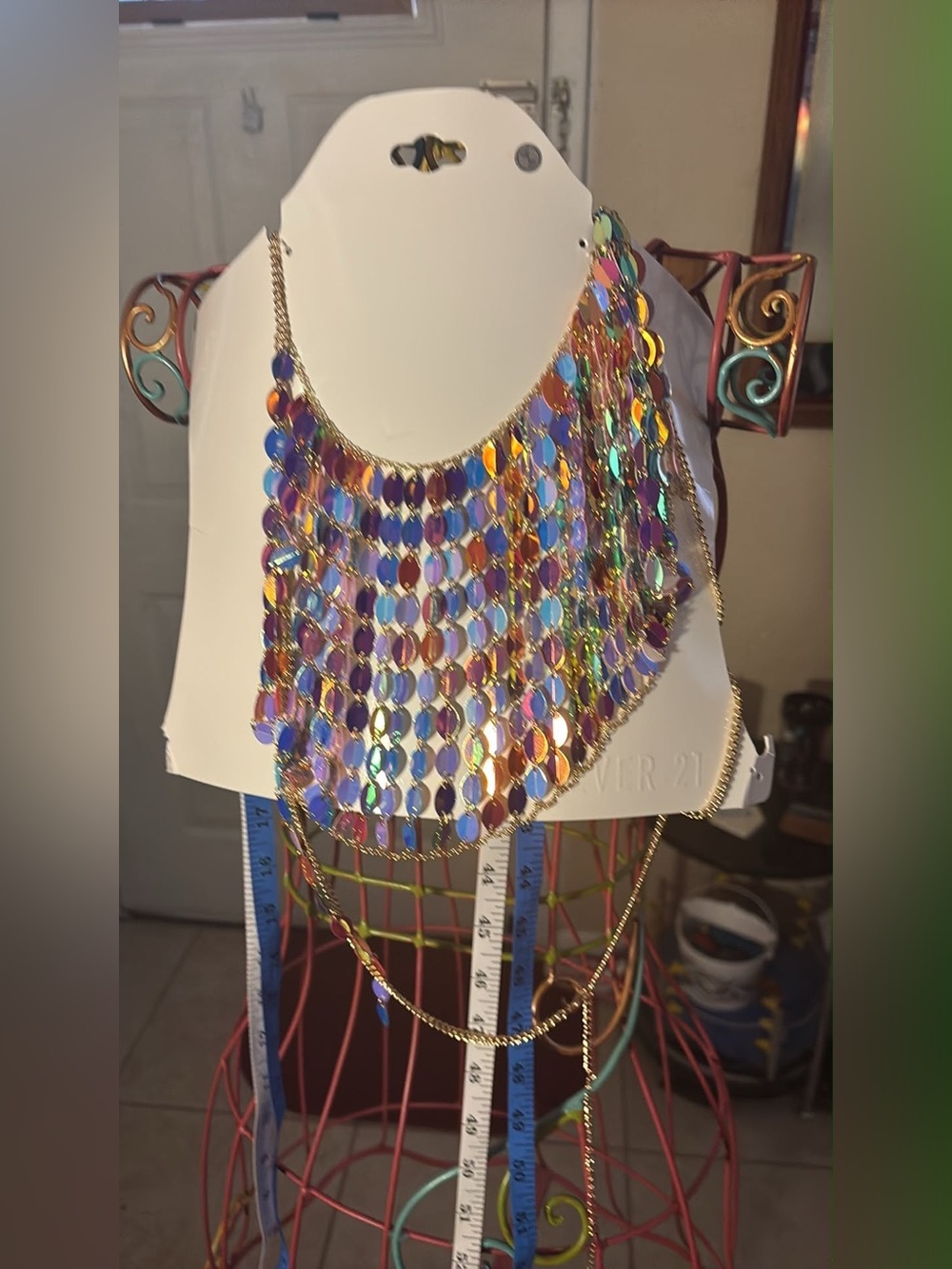 Forever 21 Iridescent Multi-Color Sequin Fringe Necklace unsure if it’s a bra